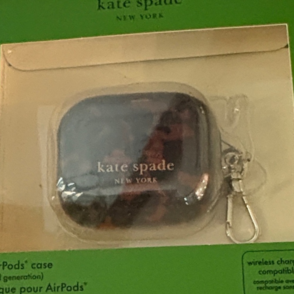 kate spade tortoiseshell AirPods case with silver hardware